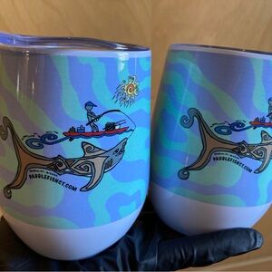 Set of 2 Custom Insulated Wine Tumblers - Paddlefish CT Art